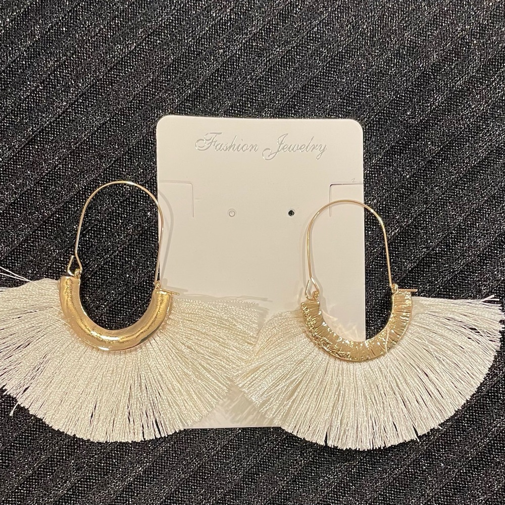 White and Gold Earrings